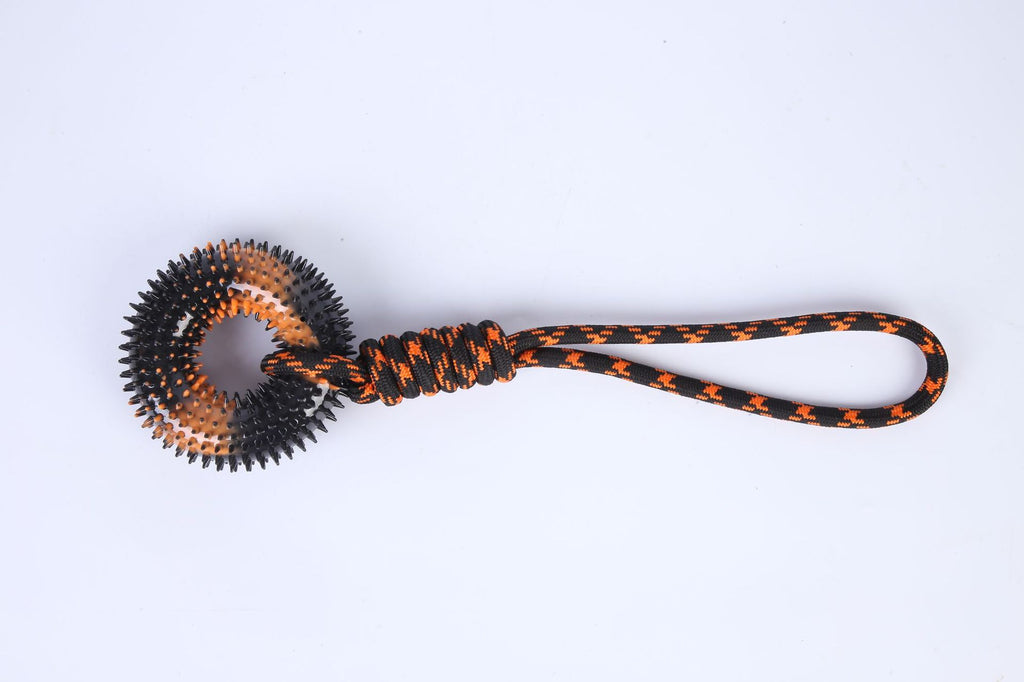 Spiked Ring & Rope Knot Tug Toy for Large Dogs