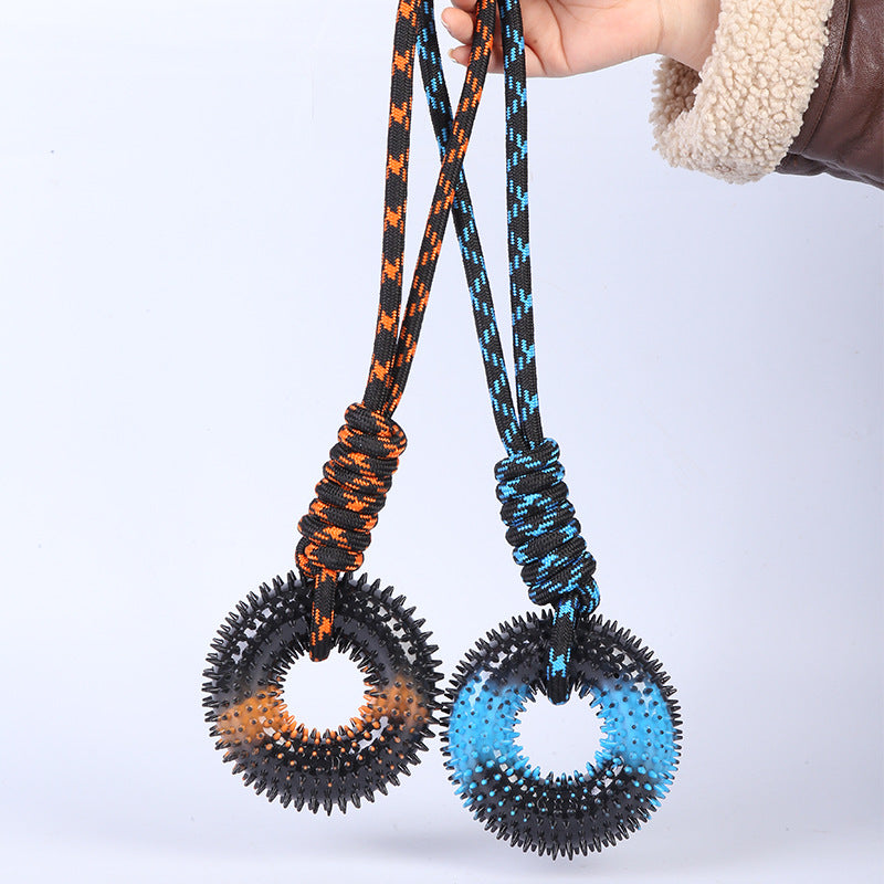 Spiked Ring & Rope Knot Tug Toy for Large Dogs