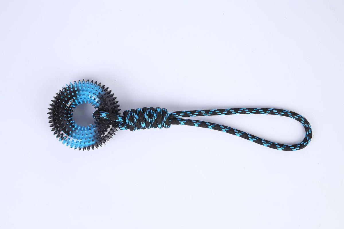 Spiked Ring & Rope Knot Tug Toy for Large Dogs