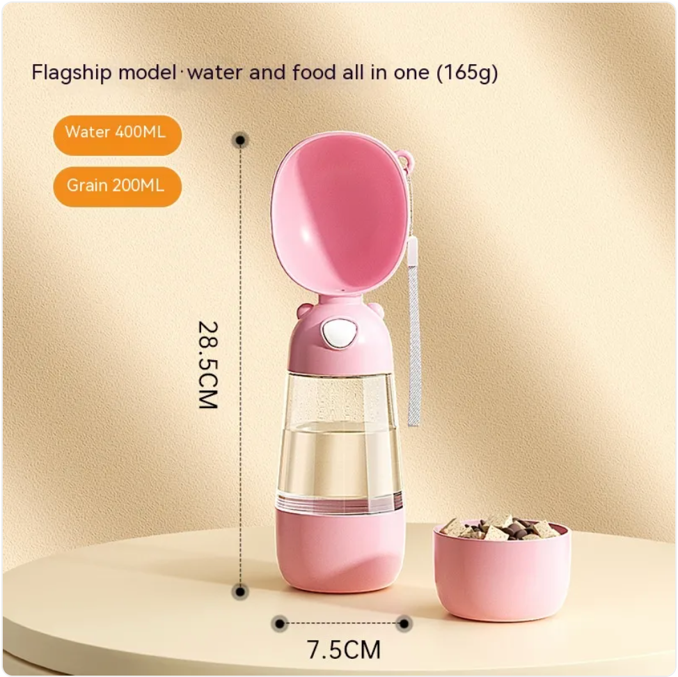 Portable Dog Water Bottle & Travel Feeder